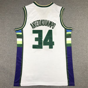 Tenues de basketball américaines brodées les plus populaires # 34 Giannis Antetokounmpo <span class=keywords><strong>Maillot</strong></span> des <span class=keywords><strong>Milwaukee</strong></span> <span class=keywords><strong>Bucks</strong></span> pour hommes - Product Image 5