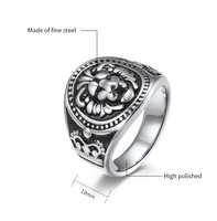 Bague tête de lion punk MECYLIFE en acier inoxydable, bijoux pour homme, bagues vintage