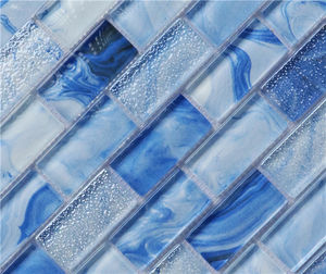 <span class=keywords><strong>Mosaico</strong></span> in Vetro Cristallo <span class=keywords><strong>Digitale</strong></span> a Getto d'Inchiostro Blu e Bianco Misto - Product Image 2