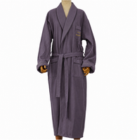 Peignoir doux en tissu gaufré pour hôtel et spa, col châle, promotionnel, pour couple, longueur mi-mollet, confortable