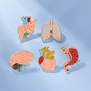 Personalidad hígado <span class=keywords><strong>estómago</strong></span> pulmón corazón cerebro esmalte broches divertidos partes del cuerpo alfileres dorados para enfermera mochila bolsa insignia - Product Image 2