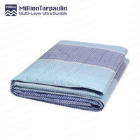 Million 55g Bâche en polypropylène (PP) enduite de couleur rayée bleue pour la Thaïlande, Bâche rayée bleue, Bâche en PP