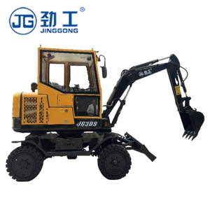 La Excavadora Compacta con Ruedas JG30S de 3 Toneladas es un Equipo de Excavación Pequeño y Eficiente Utilizado para Cavar Zanjas. - Product Image 1