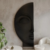 Sculpture d'art murale en bois de caractéristique de maison contemplative moderne Immersive noyade homme algorithmique sculpture sur bois poli émotionnel
