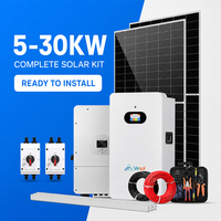 Système d'énergie solaire hybride 5-20 kW, kit solaire domestique tout-en-un avec panneaux, onduleur, batterie LiFePO4 et accessoires d'installation