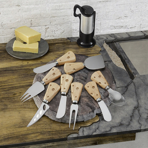Ensemble de couteaux à fromage créatifs avec manche en bois, outils à fromage en acier inoxydable, épandeur à beurre, fourchette à fromage, cuillère pour service à table - Product Image 3