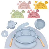 Ensemble d'alimentation antidérapant pour tout-petits Plaque d'aspiration divisée en silicone Plaque pour bébé en silicone divisée sans BPA avec aspiration