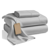PMZW Ensemble de housse de couette 4 pièces en fibre de bambou 100% écologique 300 fils/cm² toutes saisons, literie moderne tissée pour la maison