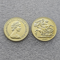 Pièces de monnaie commémoratives de style antique du Royaume-Uni 1980, 1 pièce souveraine - Elizabeth II, cadeaux, décoration de la maison