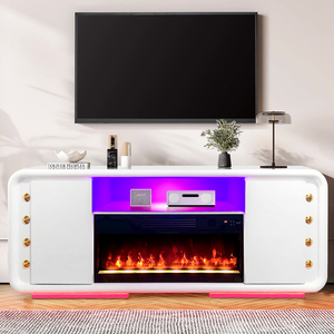 Mueble para TV de MDF <span class=keywords><strong>Guanlong</strong></span> Glam con Luces Integradas y Chimenea Eléctrica Decorativa, Mueble para TV con Espejo, Mueble para TV, Mesa, Kamin Hogar - Product Image 6