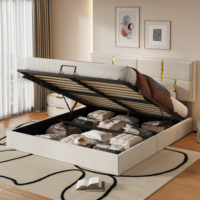 Neues Design Modernes Queensize-Polsterbett mit Metallrahmen und Hydraulischem Stauraumsystem in Beige