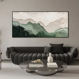 <span class=keywords><strong>Peinture</strong></span> murale texturée 3D grande taille, motif vague océanique, vert sauge <span class=keywords><strong>beige</strong></span>, style Wabi-Sabi, pour salon et décoration intérieure. - Product Image 5