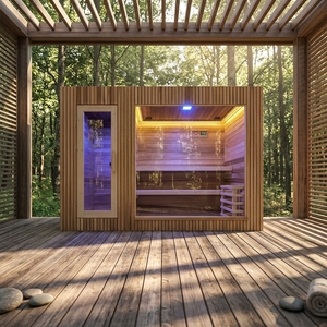 Sauna de Madera Hemlock, Superficie de Madera de Color Claro, Espaciosa y Luminosa, Sin Sensación de Opresión - Product Image 2