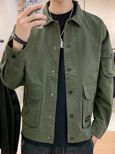 Chaquetas Casuales de Otoño para Hombre, Estilo Urbano, Color Sólido, Cuello con Botones, Chaquetas Personalizadas - Product Image 6