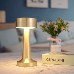 Luxury Modern LED Night Light <strong>Copper</strong> Crystal Table <strong>Lamp</strong> with Metal Shade for Indoor Home Decor Battery Powered Portable Style - Product Image 5