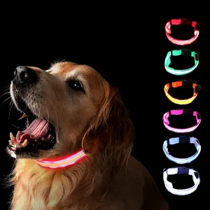 Collier de luxe personnalisé étanche clignotant réfléchissant pour animaux de compagnie réglable USB type-c recharge LED collier lumineux pour chien pour chien