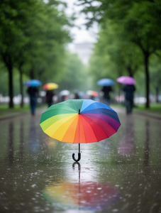 Ombrello Arcobaleno con Apertura Manuale, 8 Stecche, Protezione da Sole e Pioggia, Design Originale per Adulti - Product Image 2