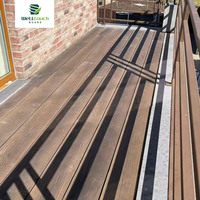 3,6m PU Massivholz-Terrassendielen Outdoor-Verbundbodenbelag Wasserdicht UV-Beständig 3D-Holzmaserung für Terrasse Garten