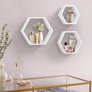 Estantes hexagonales de madera hechos a mano para montar en la pared, color marrón, sólido, Blanco pino - Product Image 4