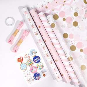 Wholesale Disposable Coated Virgin 80g Birthday <b>Pink</b> Art <b>Paper</b> 43*300cm Custom Luxury Gift <b>Wrapping</b> Packaging - Product Image 5