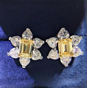 <b>Earrings</b> Citrine & Moissanite Gemstone Ring 7x5MM Octagon Citrine with 3MM <b>Heart</b> Moissanite 925 Sterling <b>Silver</b> Handmade - Product Image 2