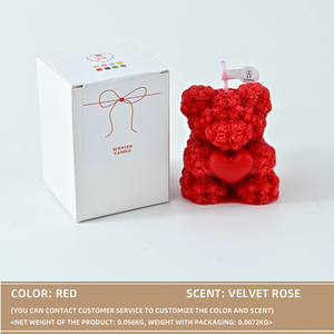 Nến thơm hình gấu hoa hồng làm từ sáp đậu nành, hương liệu thảo mộc/thực vật, thủ công, trang trí hình thú, dùng trang trí nhà cửa, đa năng. - Product Image 5