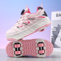 Chaussures décontractées à roulettes rétractables, semelle épaisse antidérapante, maille respirante, lacets rotatifs, baskets de skate polyvalentes pour l'extérieur