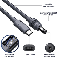 Kabel daya USB C ke DC, kabel daya 6, 5 kaki/2M PD100W Input USB Tipe C ke DC, kabel Jack barel untuk kabel tahan air pengganti Mini Starlink