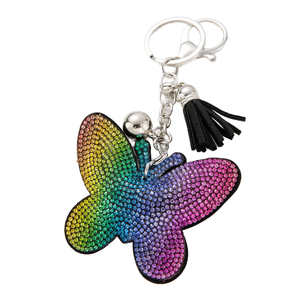 Crystal Rhinestone Light Keychain with Bow Butterfly Tassel & Keyring Bag Accessories Decorative Pendants