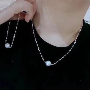 Exquisite Women's S925 Necklace with 9-12mm Freshwater <b>Edison</b> Pearl Pendant <b>Light</b> Luxury Square Sugar Design Strong White <b>Light</b> - Product Image 4