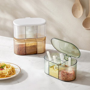 Food Refrigerator <b>Storage</b> <b>Container</b> Organizer <b>Container</b> with Lid <b>Kitchen</b> Airtight Plastic Transparent Spice Jar Rack Set - Product Image 2