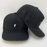 Topi Golf Bisbol 5 Panel Bordir Logo Kustom Grosir Warna Hijau Hutan, Tahan Air, Lubang Laser Cut, Tali