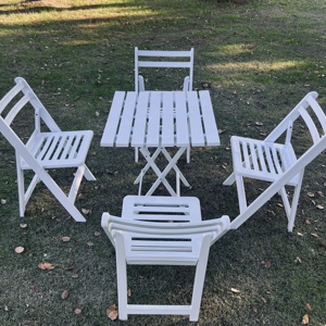 Ensemble table et chaises d'extérieur, matériau résistant aux intempéries, qualité commerciale, style moderne et décontracté, mobilier <span class=keywords><strong>de</strong></span> <span class=keywords><strong>jardin</strong></span>, design pliable - Product Image 6