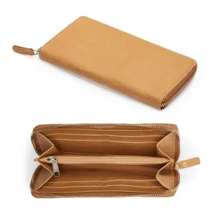 Eco Friendly Washable Kraft Paper Money Clutch Purse Long Zipper Mens Slim Wallet