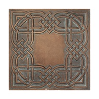 Plafond carré en PVC blanc mat vintage PL61, panneaux artistiques imitation étain pour hôtel, ignifuges et imperméables