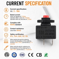 Protector de Sobrecarga Ajustable 3-16A, Interruptor de Reinicio Manual, 125/250V AC 2P para Paneles de Control Industrial
