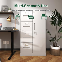 Armoire de rangement en acier à quatre tiroirs et une seule porte avec serrure, design moderne et mobile, pour appartement et bureau