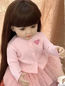 Bebe Doll Reborn Molde de silicona Baby Dolls con bebida y mono mojado Asiento de coche Chica Negro Cuerpo completo Recién nacido