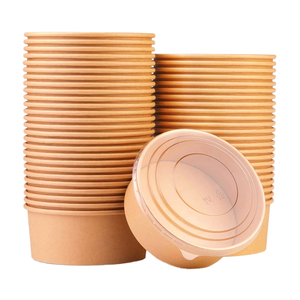 Promotion Disposable Biodegradable Round Salad Bowl Food Grade Kraft Paper PE/<b>PLA</b> Lid for Snack Use & Fast Food Packaging - Product Image 6