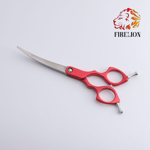 Forbici per <span class=keywords><strong>Toelettatura</strong></span> <span class=keywords><strong>Animali</strong></span> Domestici in Acciaio Giapponese 440C, Manico Multicolore, Forbici Curve per Cani con Manico in Alluminio - Product Image 4