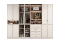 Armoire de chambre contemporaine pliable avec capteur de lumière LED, construction en MDF, design autoportant, grande capacité de rangement, idéale pour villa