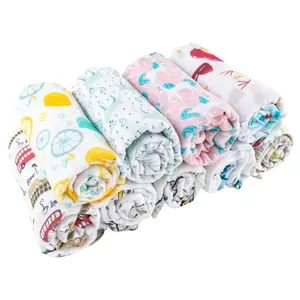 New Style Custom Printed 100% Bambus Stoff Neugeborene Baby Swaddle Musselin Wickel decken Set für Frühling oder Herbst