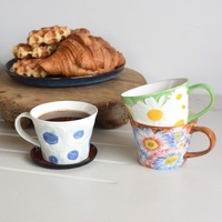 Tasse à thé en céramique YG de fabrication chinoise, design britannique, artisanale, peinte à la main, motif floral en relief, tasse à café, tasse de petit-déjeuner