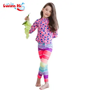 Água moda sports wear para meninas Rashguards manga longa Rash guard Surf natação Da Menina para a menina crianças rash guard