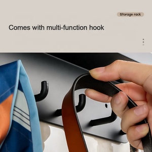 Triều Châu lối vào phòng tắm nhà bếp lưu trữ cửa SS kim loại màu đen tự dính tường áo móc chìa khóa Kệ Rack với 5 móc - Product Image 5