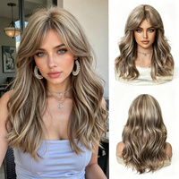 Perruque synthétique longue et bouclée style européen-américain, grande vague, résistante à la chaleur, pour femme, couvrant entièrement la tête, brun foncé