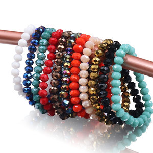 Браслеты из стеклянных бусин с кристаллами на резинке для девочек, оптом, по цене производителя - Product Image 1