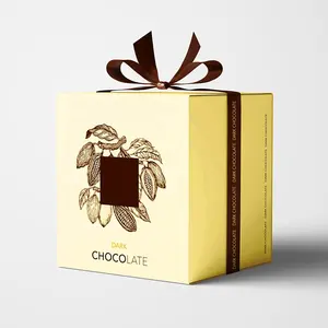 한국 베이킹 디저트 작은 사각형 상자 Madeleine Fernance 비스킷 따뜻한 노란색 선물 포장 상자 리본