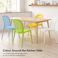 Chaise de salle à manger nordique en plastique, chaise colorée en PP avec dossier ovale creux pour cuisine et maison