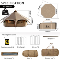 Tente de camping de luxe OEM, grande yurt mongole de safari, 4,5 m, en coton, double couche, quatre saisons, imperméable 3000 mm, pour 4 à 10 personnes